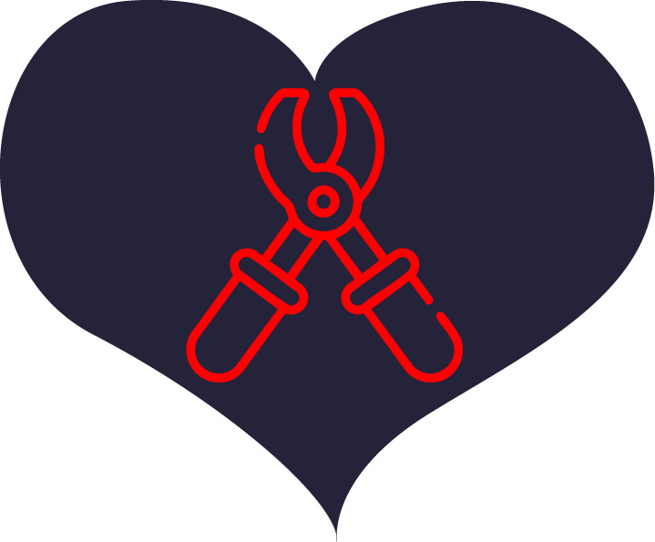 Pliers icon inside of a heart for the Dentistry section on the homepage
